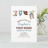 First Rodeo Western Cowboy First Birthday Invitati Invitation (Standing Front)
