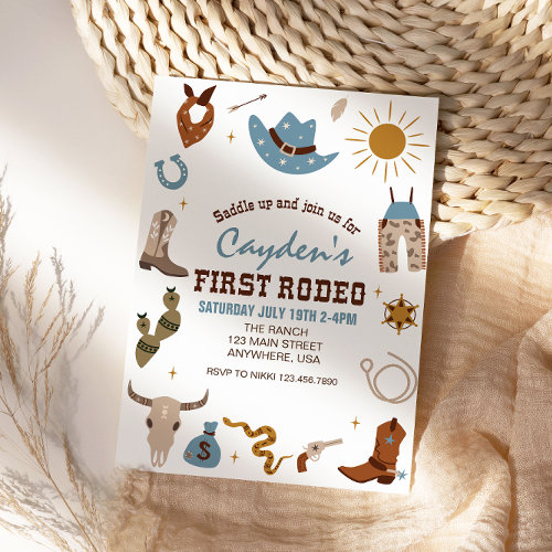 First Rodeo Western Cowboy First Birthday Invitati