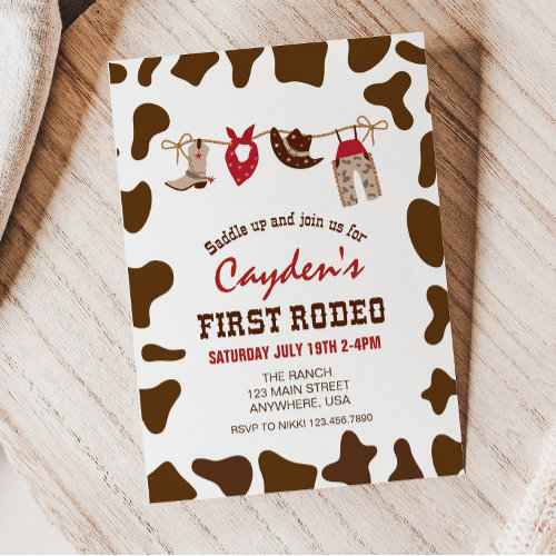 First Rodeo Western Cowboy First Birthday Invitati