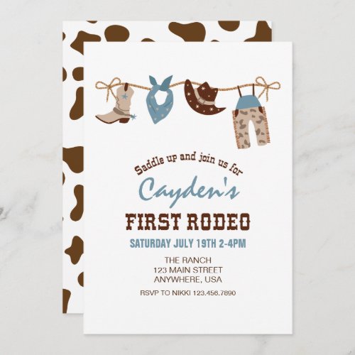 First Rodeo Western Cowboy First Birthday Invitation