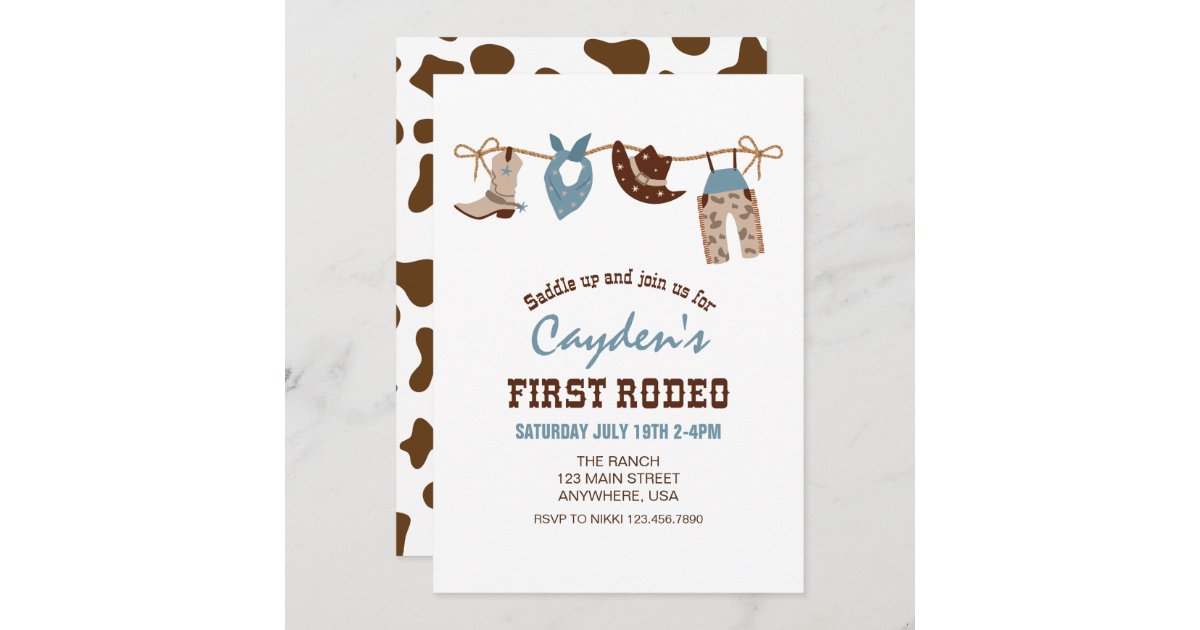 First Rodeo Western Cowboy First Birthday Invitation | Zazzle