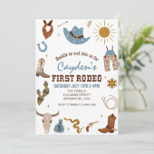 First Rodeo Western Cowboy First Birthday Invitation (Standing Front)