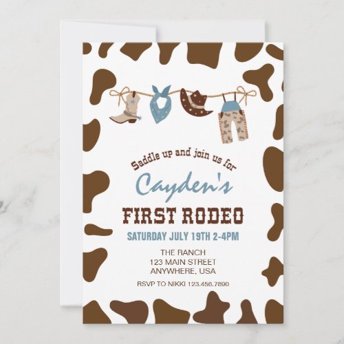 First Rodeo Western Cowboy First Birthday Invitation