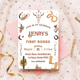 First Rodeo Western Cowboy First Birthday Invitation