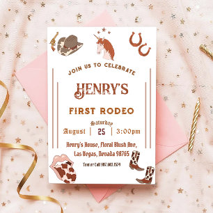 First Rodeo Western Cowboy First Birthday Invitation