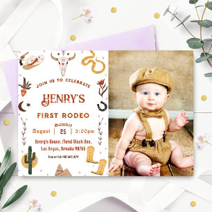 First Rodeo Western Cowboy First Birthday Invitation