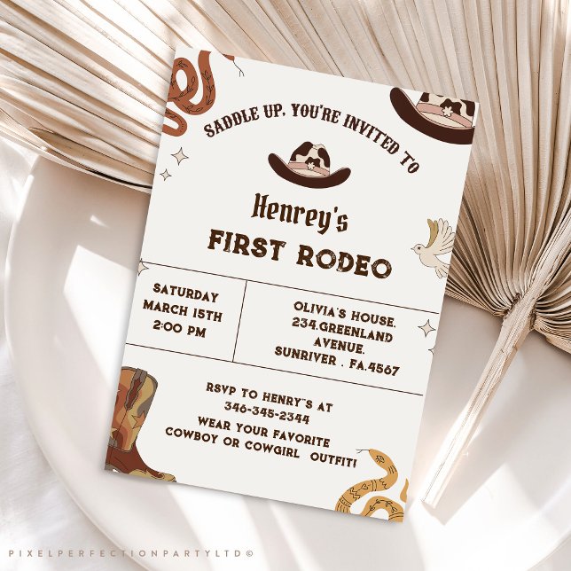 First Rodeo Western Cowboy First Birthday  Invitation (Creator Uploaded)