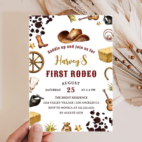 First Rodeo Western Cowboy First Birthday  Invitation