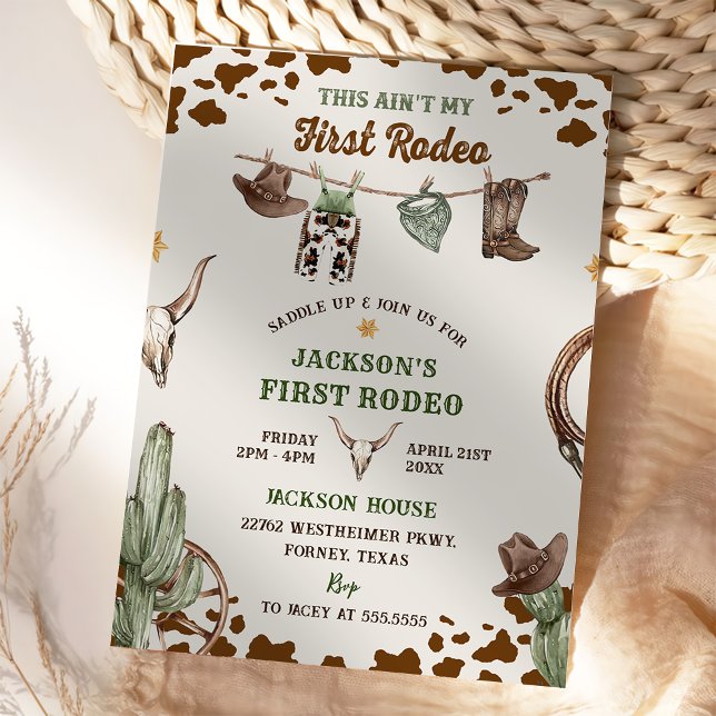 First Rodeo Western Cowboy First Birthday Invitation (Creator Uploaded)