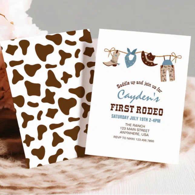 First Rodeo Western Cowboy First Birthday Invitation | Zazzle