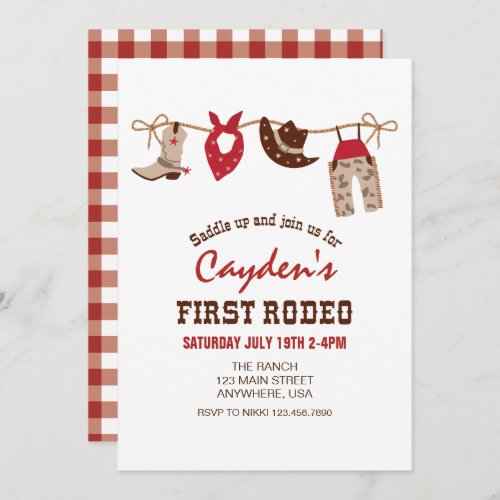 First Rodeo Western Cowboy First Birthday Invitation