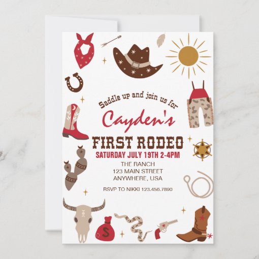 First Rodeo Western Cowboy First Birthday Invitation | Zazzle