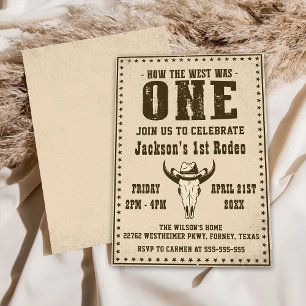 First Rodeo Western Cowboy First Birthday Party Invitation