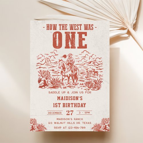 First Rodeo Western Cowboy First Birthday Party  Invitation