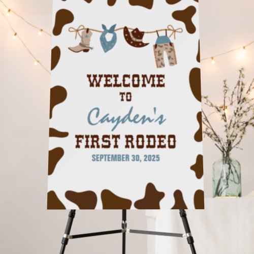 First Rodeo Western Cowboy First Birthday Welcome Foam Board