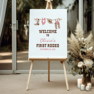 First Rodeo Western Cowboy First Birthday Welcome Foam Board