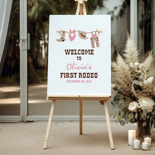 First Rodeo Western Cowboy First Birthday Welcome Foam Board