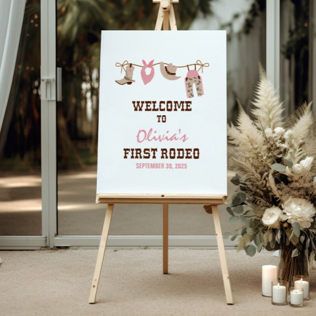First Rodeo Western Cowboy First Birthday Welcome Foam Board (Creator Uploaded)