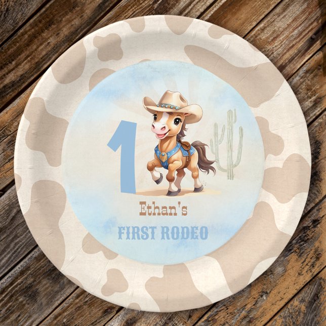 First Rodeo Western Cowboy Horse 1st Birthday Paper Plates (First Rodeo Western Cowboy Horse 1st Birthday Paper Plates)