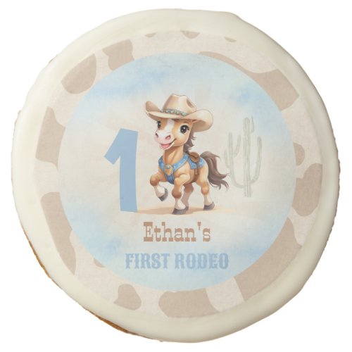 First Rodeo Western Cowboy Horse 1st Birthday Sugar Cookie
