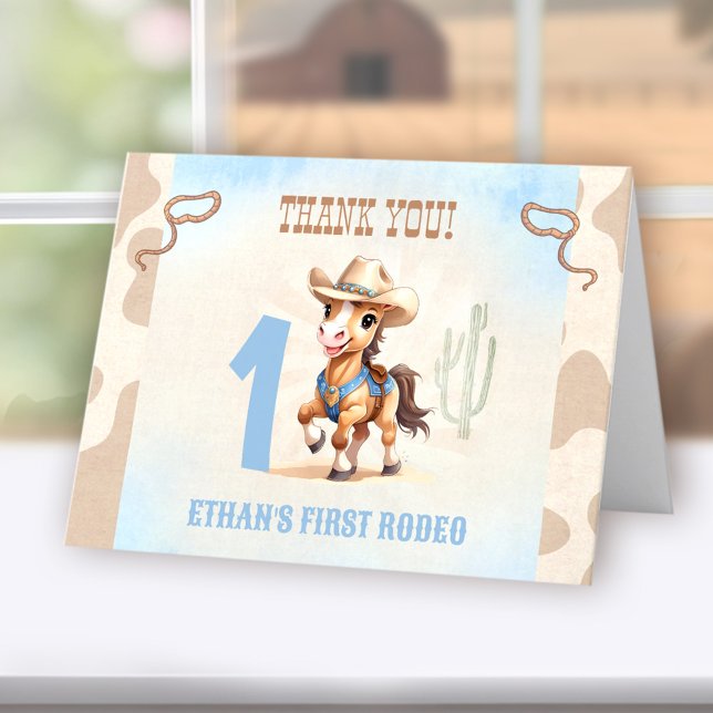 First Rodeo Western Cowboy Horse Birthday Boy Thank You Card (First Rodeo Western Cowboy Horse Birthday Boy Thank You Card)