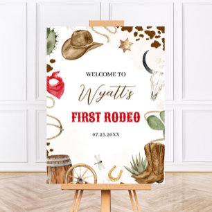 FIRST RODEO Western Cowboy Welcome Sign Poster