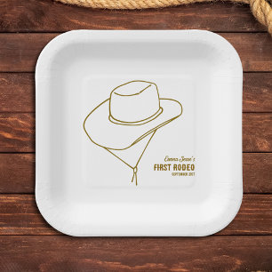 First Rodeo Western Cowgirl 1st Birthday Paper Plates