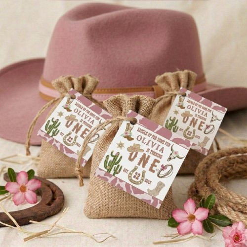 First Rodeo Western Cowgirl 1st Birthday Party Favor Tags