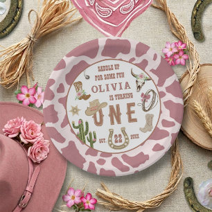 First Rodeo Western Cowgirl 1st Birthday Party Paper Plates