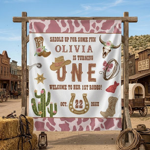First Rodeo Western Cowgirl 1st Birthday Party Tapestry