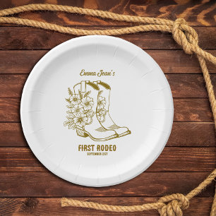 First Rodeo Western Cowgirl Boots 1st Birthday Paper Plates