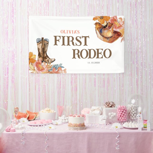 First Rodeo Western Girl 1st Birthday Banner (Party)
