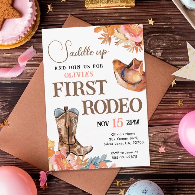 First Rodeo Western Girl 1st Birthday Invitation | Zazzle