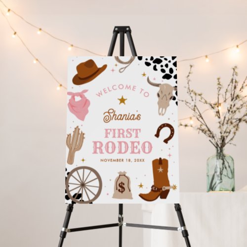 First Rodeo Western Girl 1st Birthday Welcome Sign