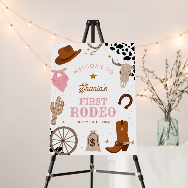 First Rodeo Western Girl 1st Birthday Welcome Sign (In Situ (Stand))