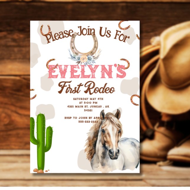 First Rodeo Western Horseshoe Pattern  Invitation (Creator Uploaded)