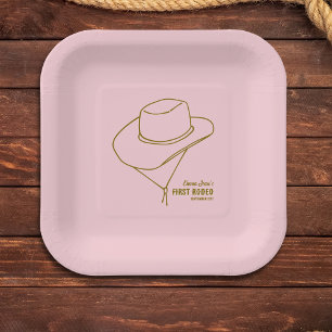 First Rodeo Western Pink Cowgirl 1st Birthday Paper Plates