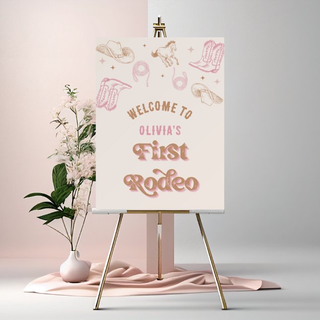 First Rodeo Western Pink Cowgirl Birthday  Foam Board (Creator Uploaded)