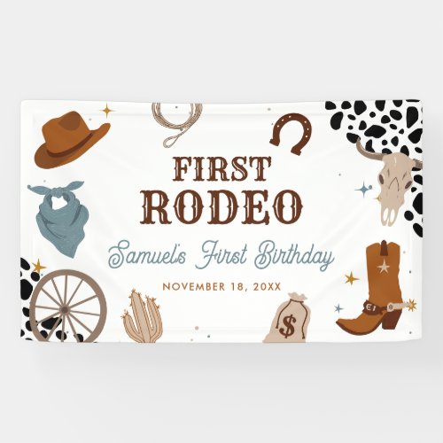 First Rodeo Western Wild West Boy First Birthday Banner