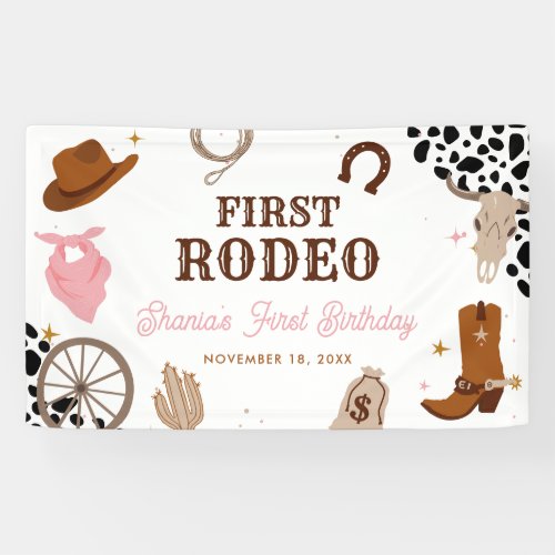 First Rodeo Western Wild West Girl First Birthday Banner