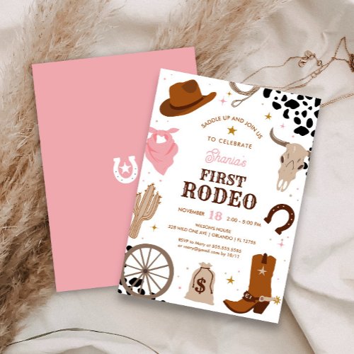 First Rodeo Western Wild West Girl First Birthday Invitation