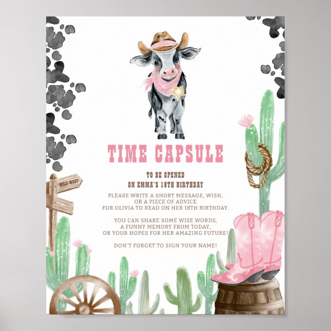 First Rodeo Wild West Baby Cow Time Capsule Sign (Front)