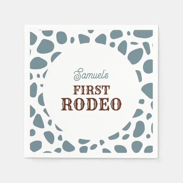 First Rodeo Wild West Blue Boy First Birthday Napkins | Zazzle