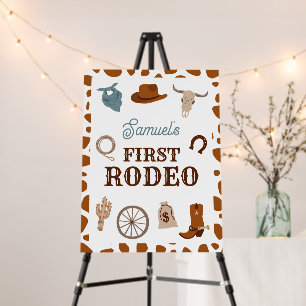 First Rodeo Wild West Brown 1st Birthday Welcome Foam Board