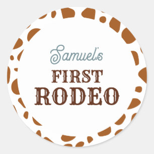 First Rodeo Wild West Brown Boy First Birthday Classic Round Sticker