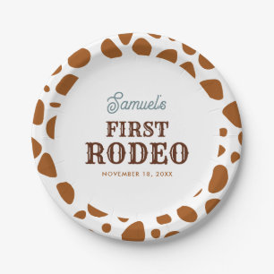 First Rodeo Wild West Brown Boy First Birthday Paper Plates