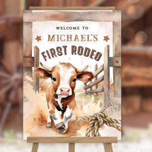 First RODEO Wild West Bull Cowboy 1st Birthday Foam Board