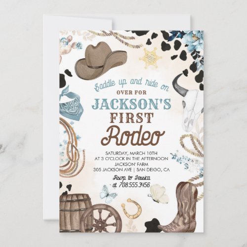 First Rodeo Wild West Cowboy Blue Boy Birthday