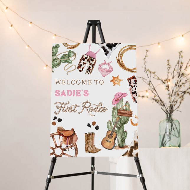 First Rodeo Wild West Cowgirl Birthday Welcome Foam Board (In Situ (Stand))