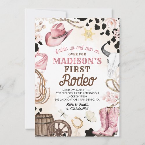 First Rodeo Wild West Cowgirl Pink Girl Birthday